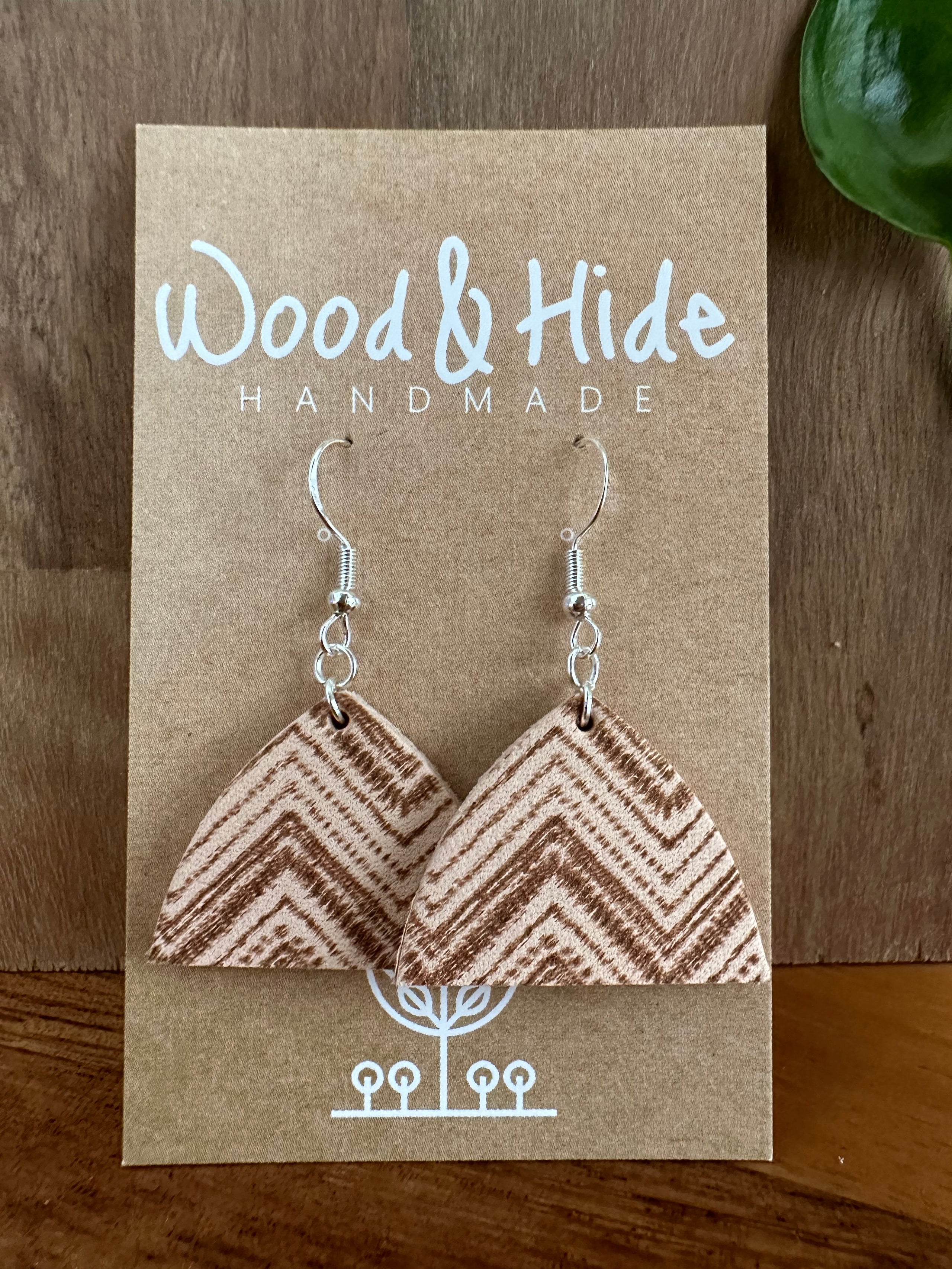 Wood and silver earrings online